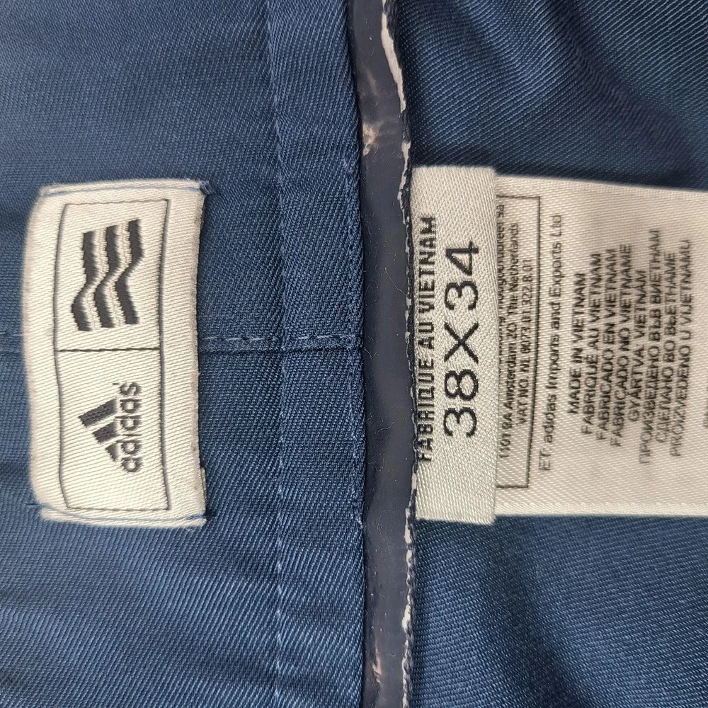 Adidas Pants‎ Mens 38x34 Blue Chino Regular Fit Microfiber Casual Golf Tech